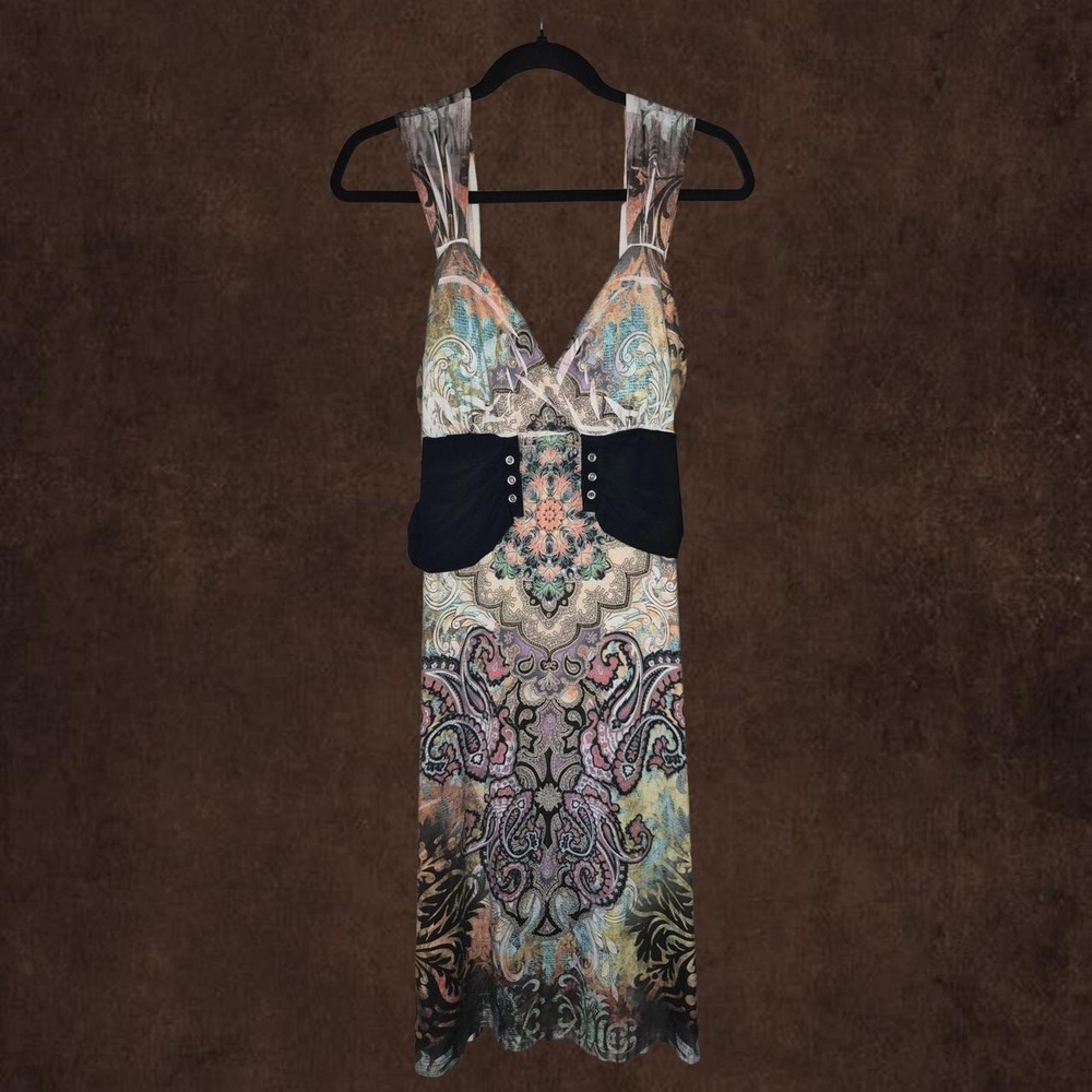 Paisley V-neck Midi Dress